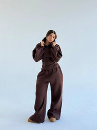 Womens Slim-fit Waist-cinching Hoodie And Drawstring Pants Two-piece Set