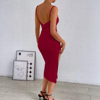 Strapless Sheath Dress With Open Back And Side Slit