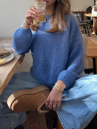 Casual Crew-neck Knit Sweater Women's Sweater Top