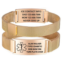 Stainless Steel Bracelet With Medical Symbol, Adjustable