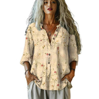 European And American Women's Casual Floral Shirt