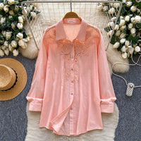 French-style Gentle Aesthetic Embroidered Hollow-out Breathable Shirt