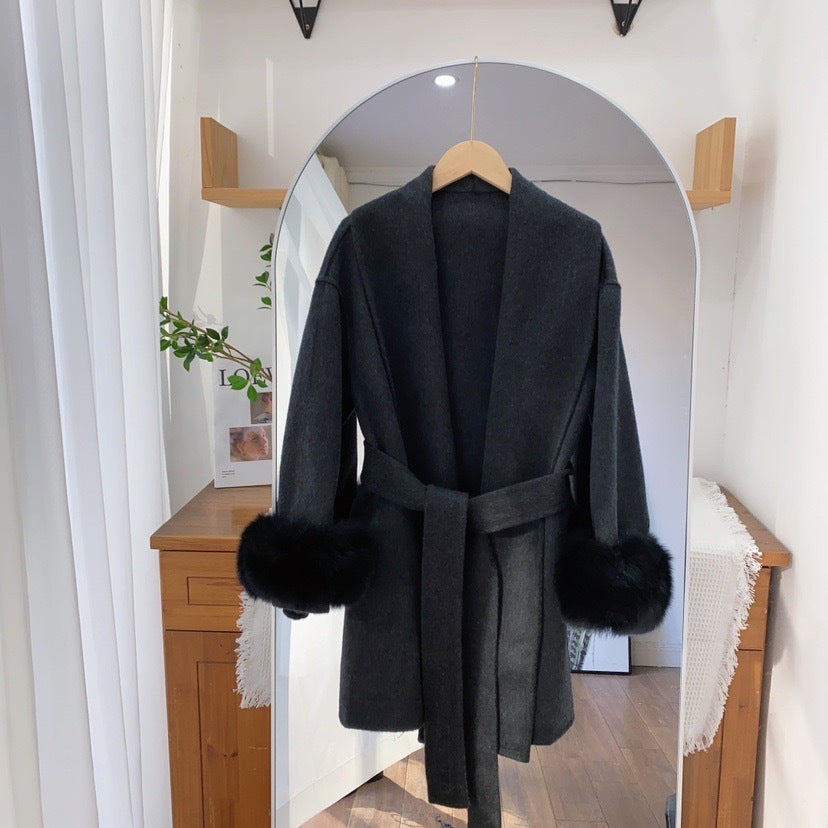 Fox Fur Double-sided Temperament Wool Overcoat