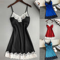 Large Size Sexy Suspender Dress Satin Lace Stitching Nightdress