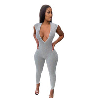 Women's Snake Deep V Neck Sleeveless Slim Jumpsuit