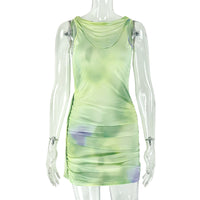 Womens Sleeveless Color-Block Waist-Cinching Sheath Dress