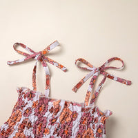 Girls' Small Floral Flounce Sling Triangle Jumpsuit