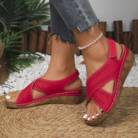 Plus Size Wedge Women's Back Strap Velcro Sandals