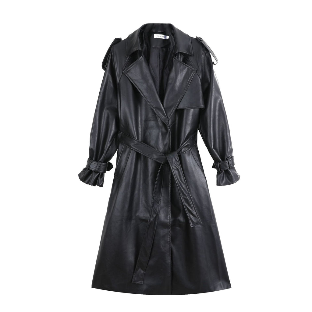 Autumn New Leather Trench Slim-fit Leather Coat