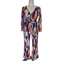 Fashion Digital Print Women's Lace-Up Jumpsuit