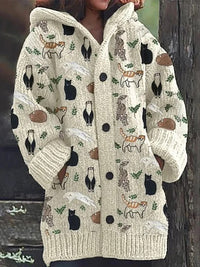 Womens Mid-Length Plush Cartoon Hooded Coat