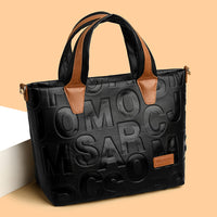 Trendy Tote Handbag Chic Letter Embossing Womens
