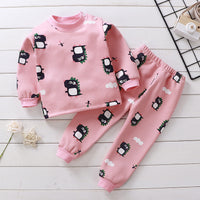 Children's Thermal Underwear Set Fleece-lined Thickened Boys' Clothes Infant Autumn And Winter Clothes Baby Girl Warm Clothing Suit