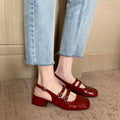 Women's Fashionable Retro Square-Toe Double-Breasted Sandals