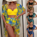 Women's Maple Leaf Printed High Waist Mesh Bikini Suit