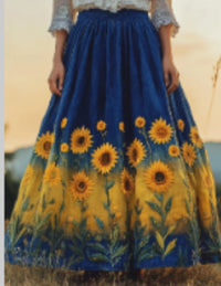 Womens Long Midi Skirt With A Classic Floral Print