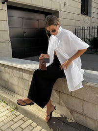 Loose-fitting Long-sleeved White Shirt With A Flowy Collar