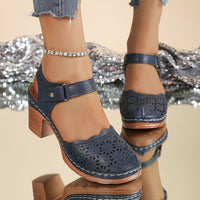 Women's Fashionable Hollow-out Chunky-heel Closed-toe Sandals
