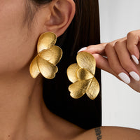 Liquid Metal Pleated Flower Stud Earrings