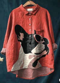 Women's Casual Loose Printed Round Neck Shirt