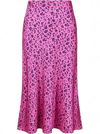 High-waisted Mermaid-style Satin Leopard-print Sheath Skirt