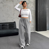 New Women's Drawstring-waist Straight-leg Casual Loose Pants