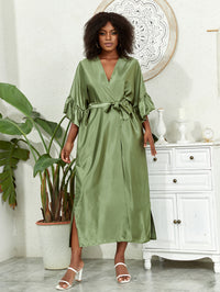 Women's Fashion Plus-Size Satin Long-Sleeve Dress