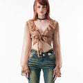 Women's Ruffle Trim Crop Lightweight Sun Protection Cover-up
