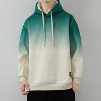 Handsome Long Sleeve Top Hooded Gradient Color