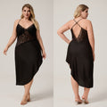 Satin Camisole Pajamas Lace Sexy Nightgown Long Loungewear Set For Ladies