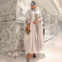 Muslim Bright Silk Satin Batwing Sleeve Robe