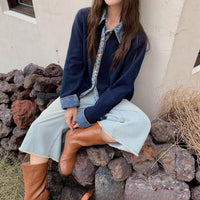 Korean Style Early Fake Two Pieces Sweaters