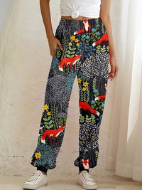 Animal-themed Digital-print High-waisted Harem Pants
