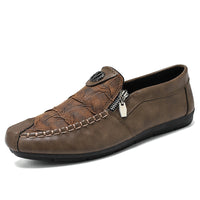 Vintage Zipper Casual Leather Shoes