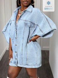 Street Style Sleeveless Shawl Loose Denim Jacket