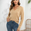 Women's Pullover Loose-fitting Long Sleeves Lapel Twist Sweater