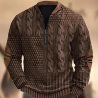 Men's Casual Checkered Printed Half Zip Hoodie