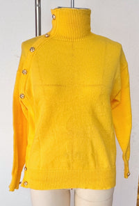 Women's Decorative Button Turtleneck Sweater