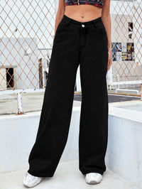 Washed Fashion Straight Jeans Women's Mid Waist