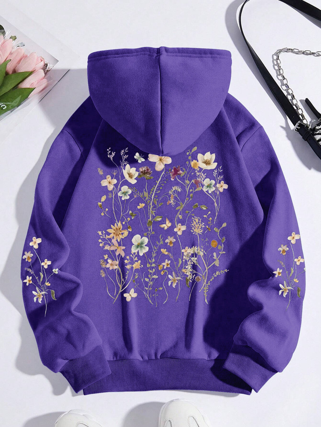 Women's Colorful Flower Print Sweatshirt Sweater