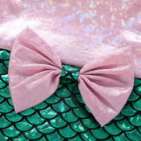 One-piece Fish Scale Swimsuit With Bow Sling