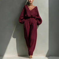 Long-sleeve Loose-fitting Trendy Unisex Retro Cotton-linen Set