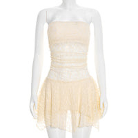 Womens New Sexy Lace Tube Dress Irregular Gown