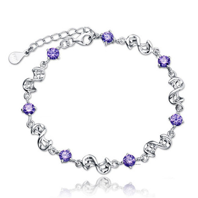 Red Bean Amethyst White Gold Plated 8-shaped Bracelet