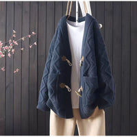 Loose Western Style All-match Horn Button Sweater For Women