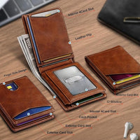 Multifunctional Anti-Theft Retro Card Holder Wallet With Multiple Card Slots For Men