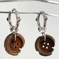 Wasteland Style Burned Gap Button Distressed Earrings