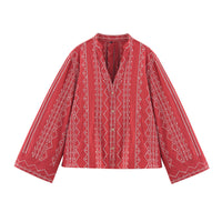 European And American Style Ethnic Style Embroidered Shirt