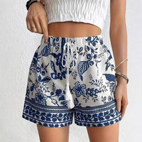Printed Lace-up Casual Loose-fitting Shorts