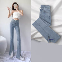 Split Micro Flared Jeans High Waist Slimming Women's Wide-leg Pants